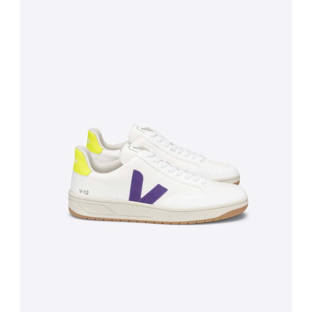 Veja V-12 B-MESH Cipő Női White/Purple | HU 581RVD